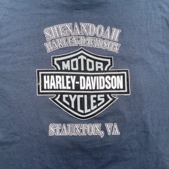 Harley Davidson Shirt Men’s Large Short Sleeve Shenandoah Staunton VA Blue Read - Picture 4 of 6